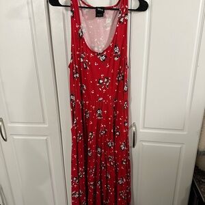 Torrid Disney Women's Red Mickey & Minnie Floral Maxi Tank Dress